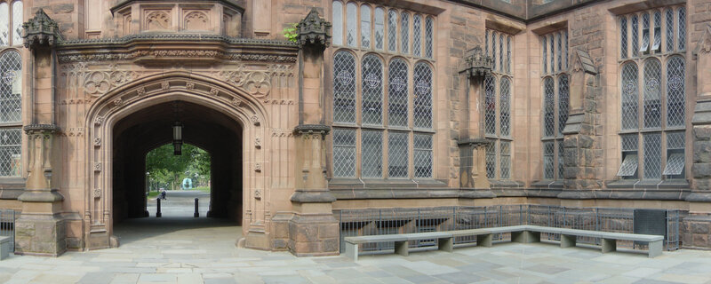 stone archway and gothic windows