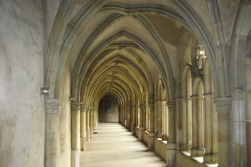 Stone Archway Corridor — Beige, Serene