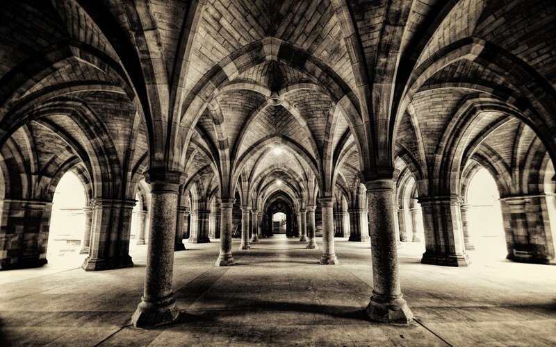 Stone Archway Corridor — Black