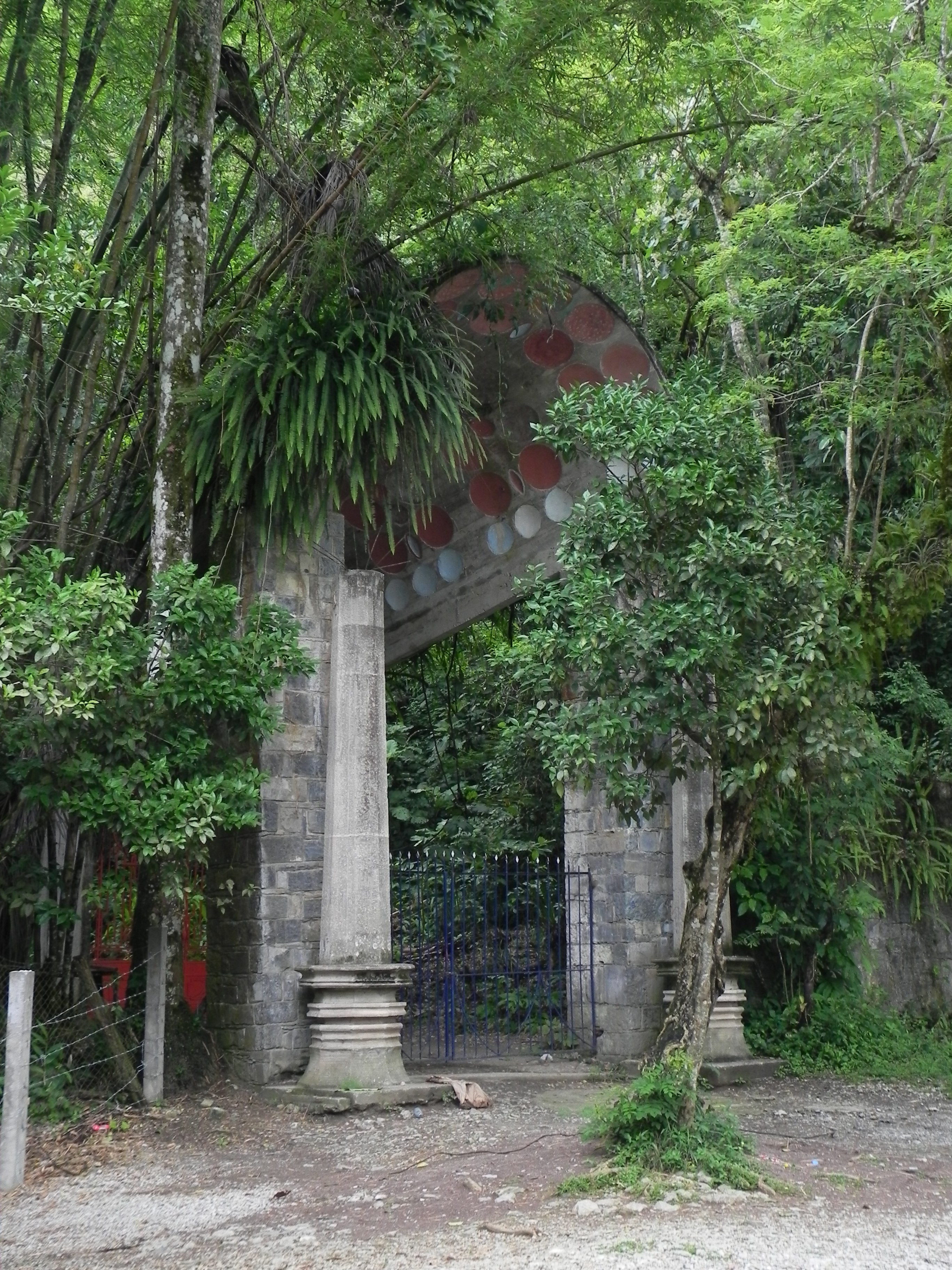 Stone archway in a forest