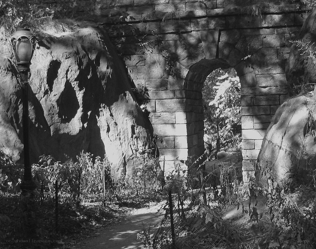 Stone archway in a park