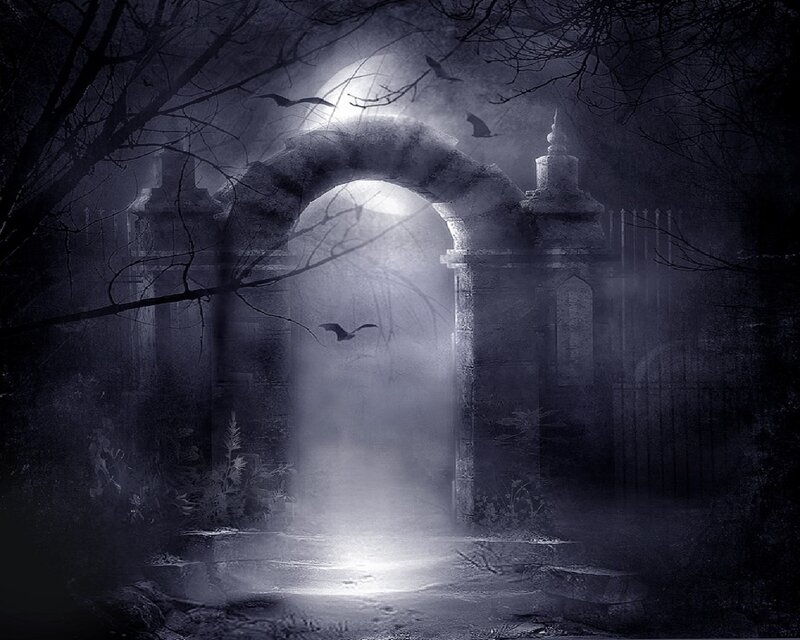 Stone Archway in Forest — Black