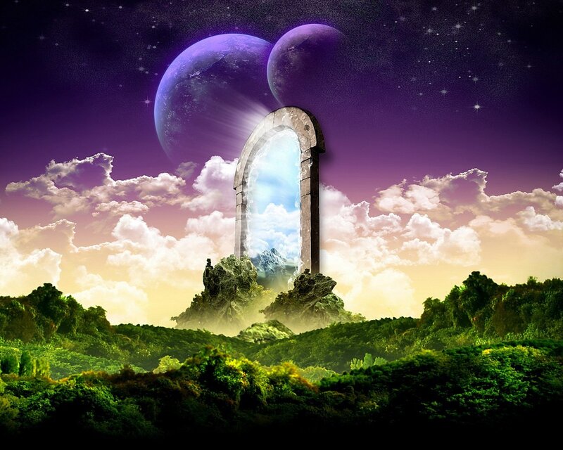 Stone Archway in Forest — Purple