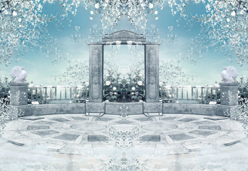 Stone Archway in Garden — Blue