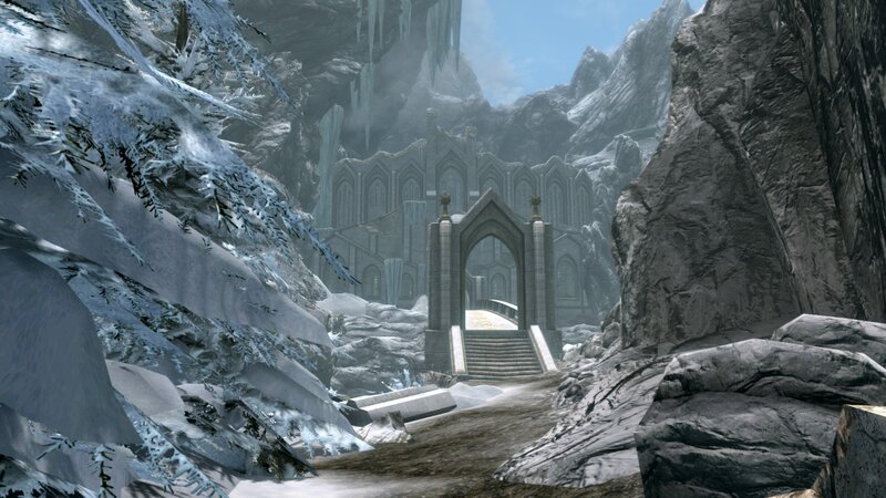 Stone Archway in Mountains — Gray