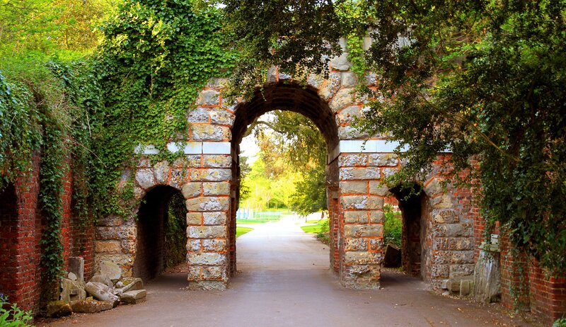 Stone Archway in Park — Green, Serene