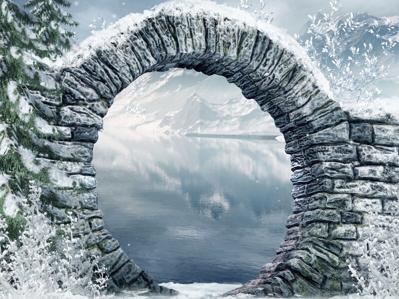 Stone Archway in Snow