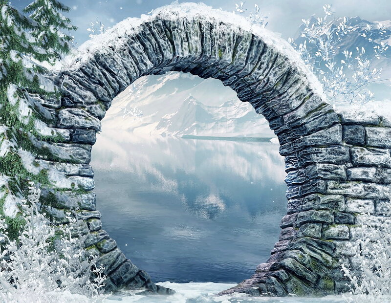 Stone Archway in Winter — Blue