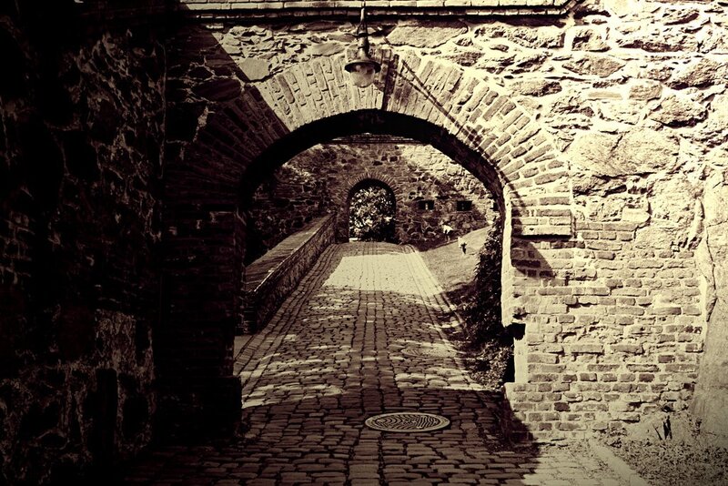 Stone Archway Tunnel — Brown, Dramatic, Afternoon