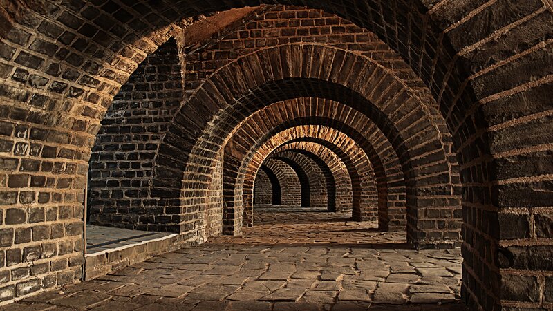 Stone Archway Tunnel — Brown, Dramatic