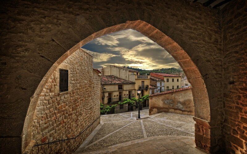 Stone Archway View — Brown, Dramatic