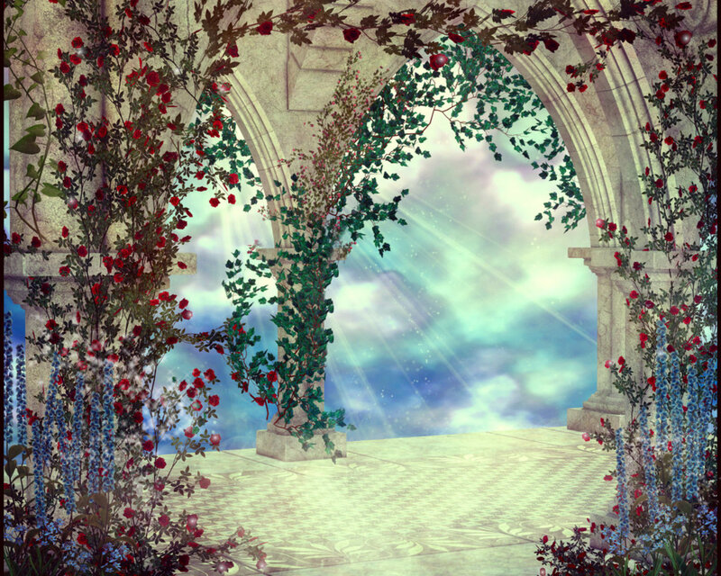 Stone Archway with Flowers — Green, Serene, Afternoon