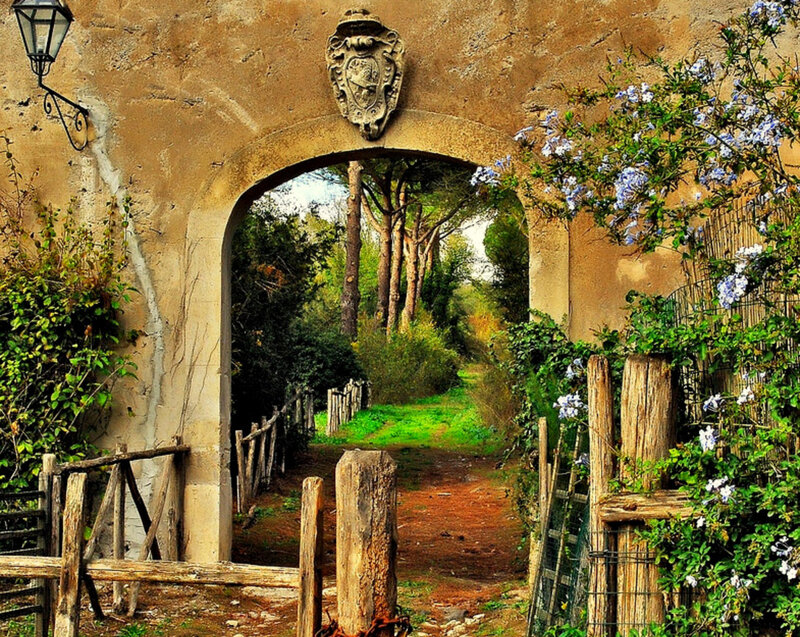 Stone Archway with Garden — Brown