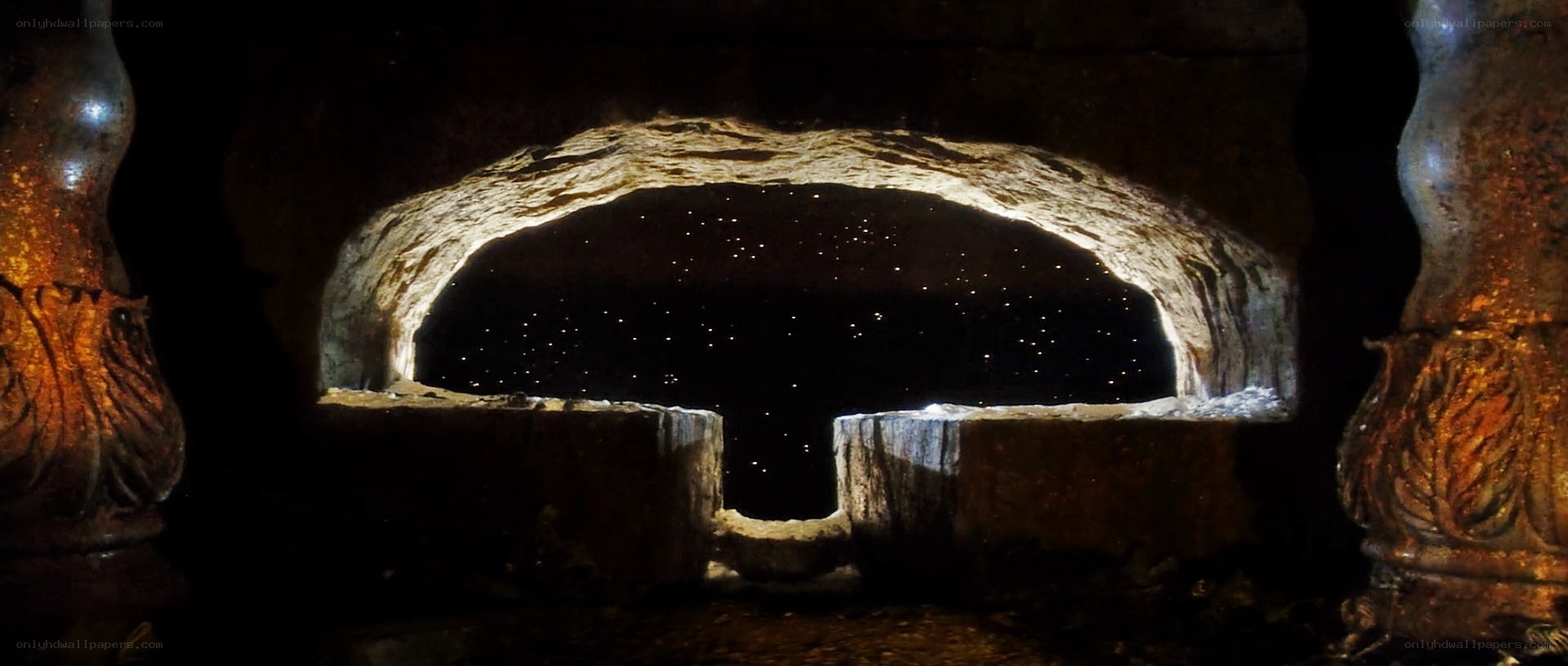 stone archway with starry sky