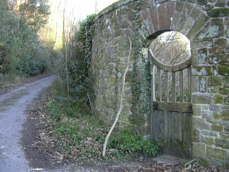 Stone Archway with Wooden Gate — Green