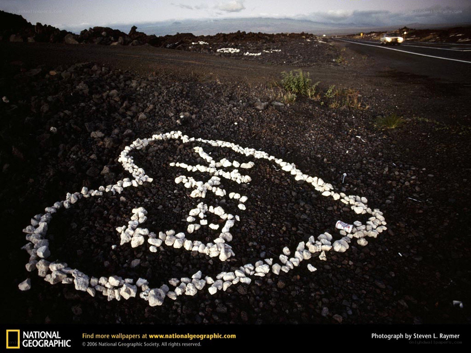 Stone art on volcanic rock