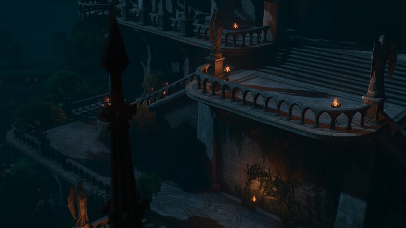 Stone Balcony at Night — Dark Blue