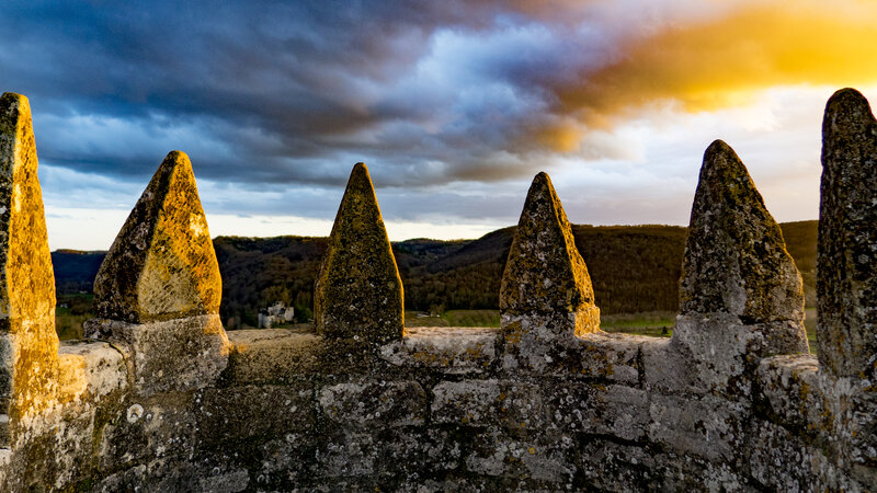 Stone Battlements at Sunset