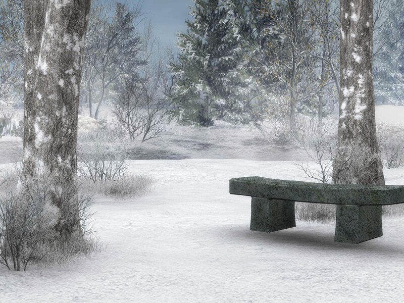 Stone Bench in Snow