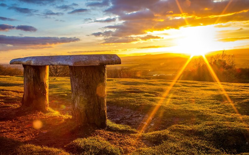Stone Bench on Hill
