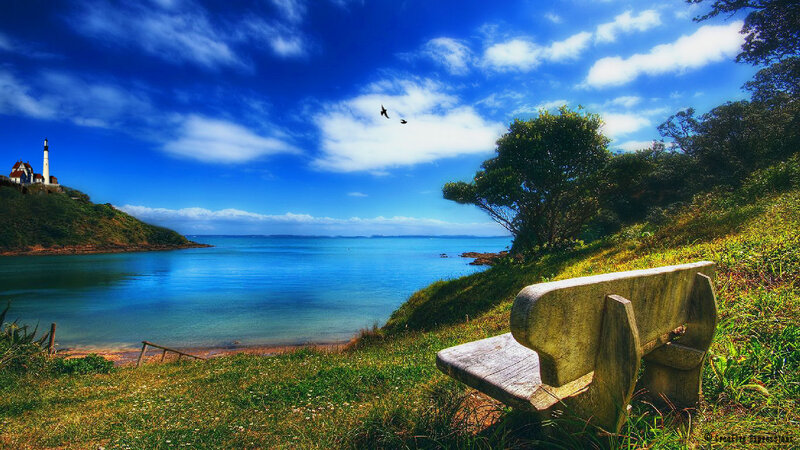 Stone Bench Overlooking Sea