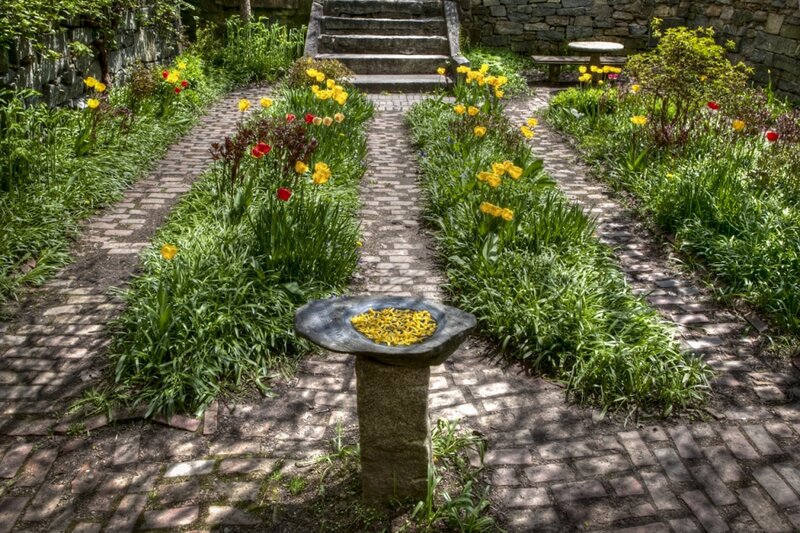 Stone Birdbath in Garden