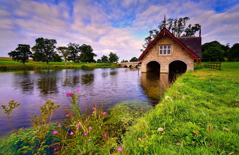 Stone Boathouse on River