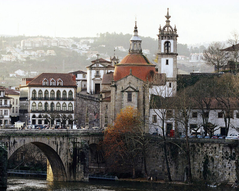 Stone Bridge and Church — Gray