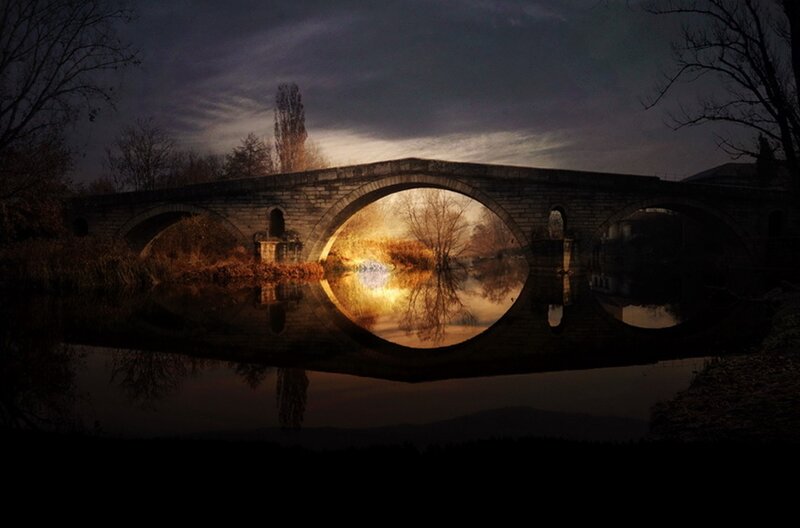 Stone Bridge at Dusk — Dark