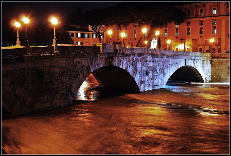 Stone Bridge at Night — Orange