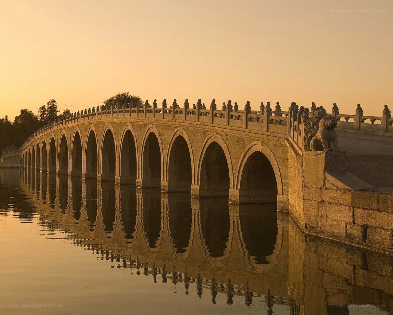 Stone bridge at sunset