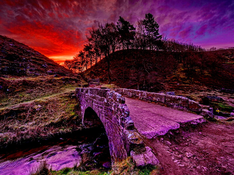 Stone Bridge at Sunset — Red