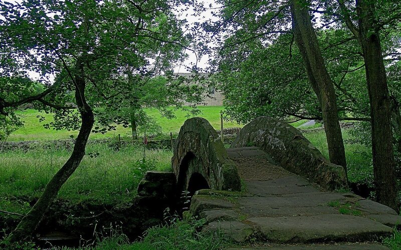 Stone bridge in a wooded area