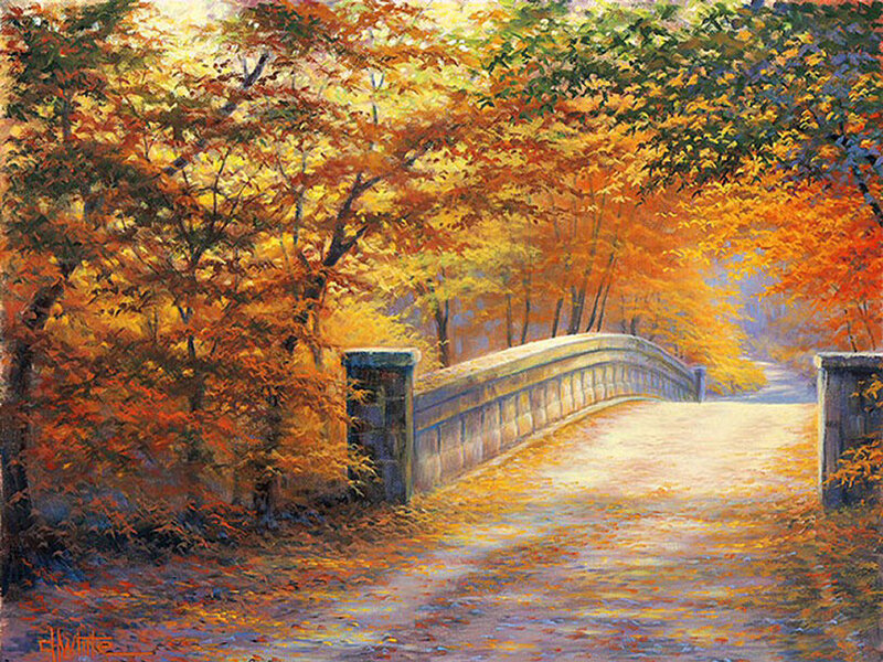 Stone Bridge in Autumn — Orange