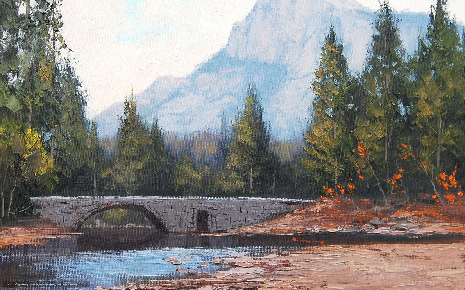 Stone Bridge in Mountain Landscape