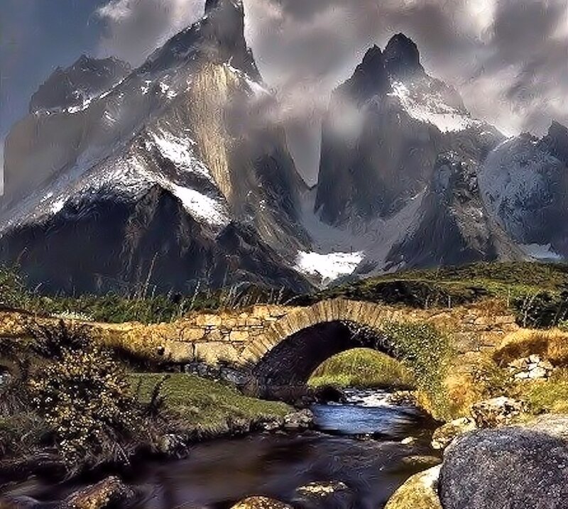 Stone Bridge in Mountains