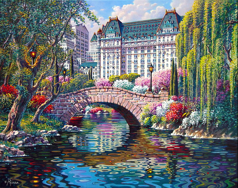 Stone Bridge in Park — Blue, Serene