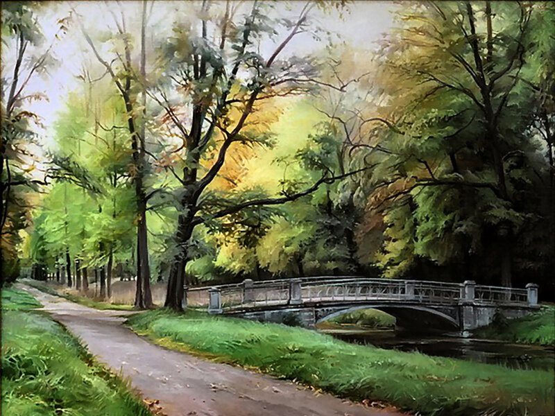 Stone Bridge in Park — Green