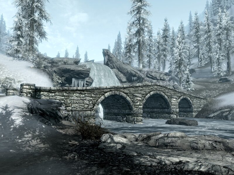 Stone Bridge in Winter — Gray