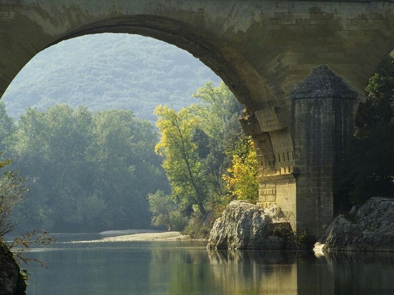 Stone bridge over a river