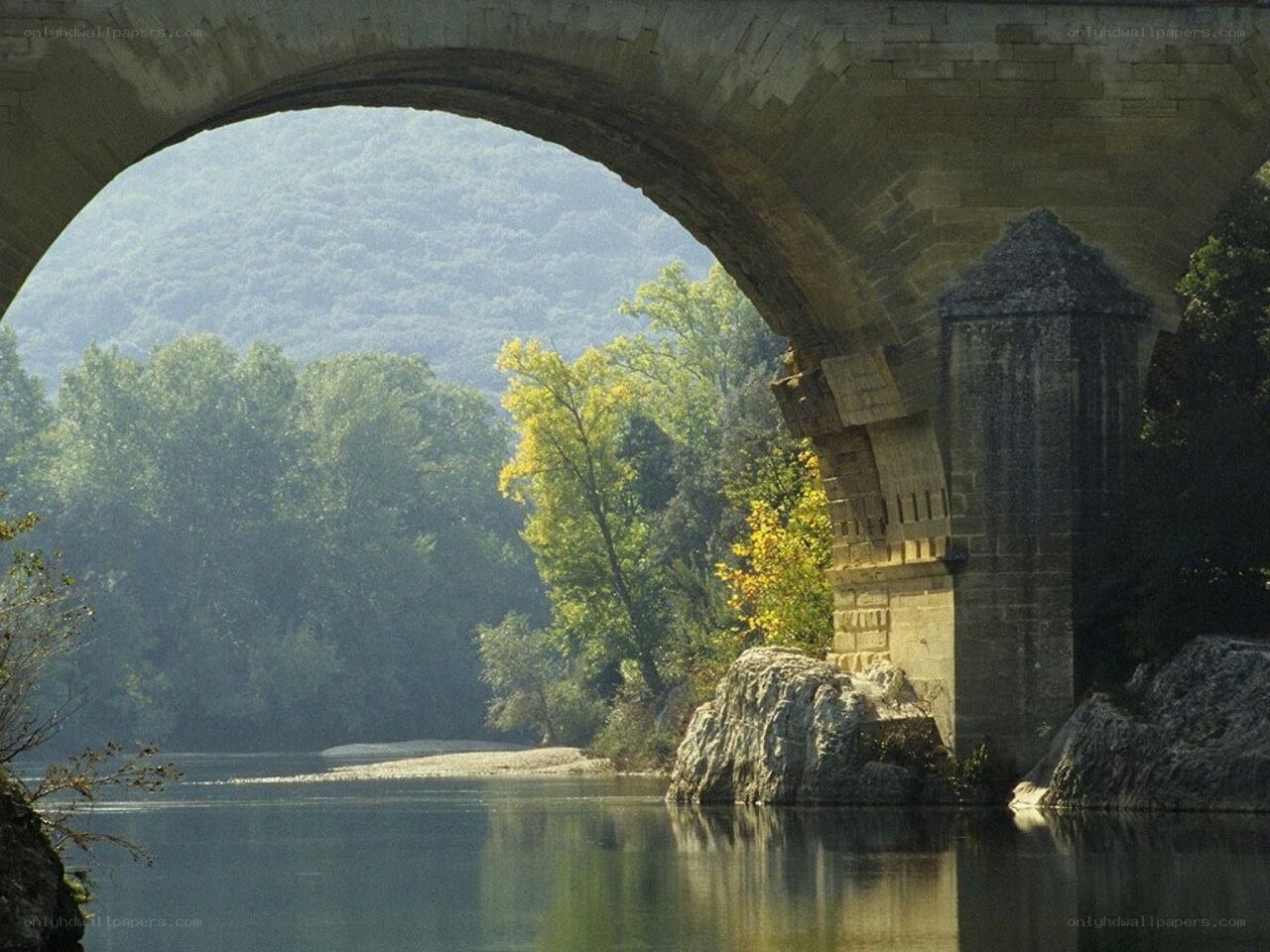 Stone bridge over a river