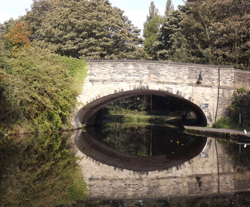 Stone Bridge over Canal — Green, Serene, Autumn