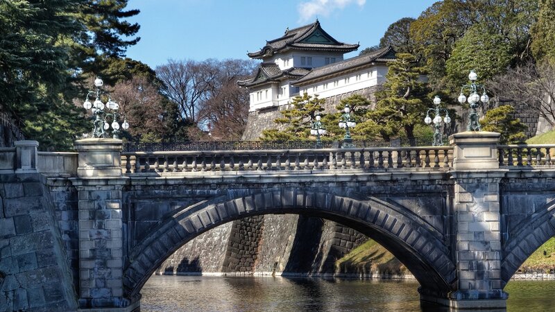 Stone bridge over moat at Tokyo Castle