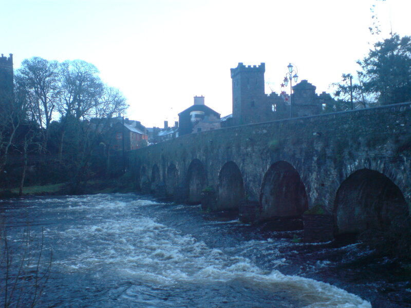 Stone Bridge over River — Blue, Overcast
