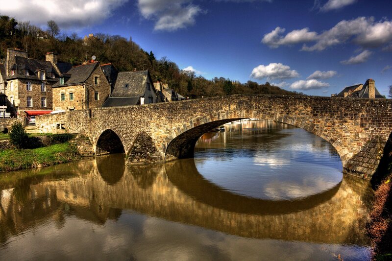 Stone Bridge over River — Blue, Serene, Afternoon