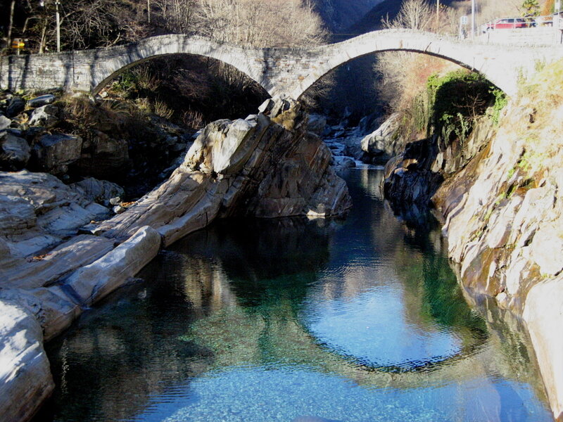 Stone Bridge over River — Blue, Serene, Autumn
