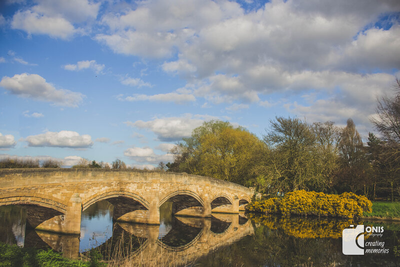 Stone Bridge over River — Blue, Serene, Spring