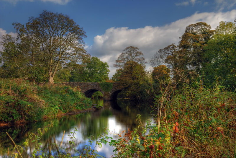Stone Bridge over River — Blue
