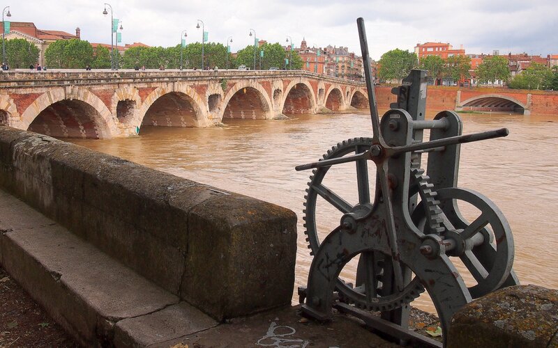 Stone Bridge over River — Brown, Calm, Afternoon, Photograph