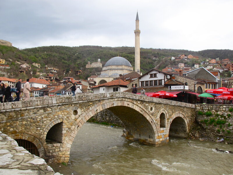 Stone Bridge over River — Gray, Overcast, Afternoon